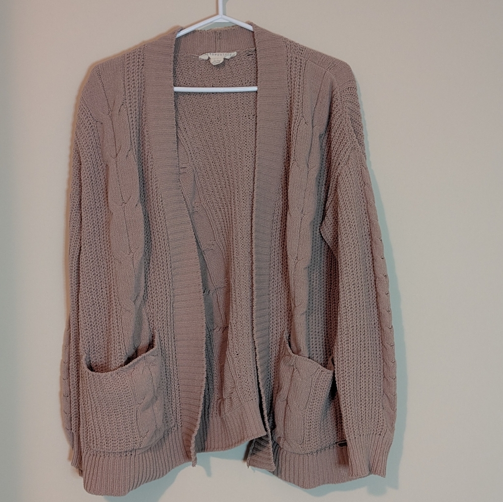 Aeropostale Cable Knit Cardigan in Soft Tan, Size XS